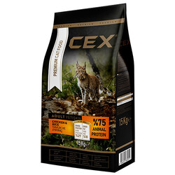 Cex - Cex Premium Tavuk Etli ve Pirinçli Kedi Maması 15 Kg + 3 Adet Cex 400 Gr Konserve