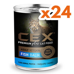 Cex - Cex Parça Etli Tahılsız Balıklı Kedi Konservesi 415 Gr x 24 Adet