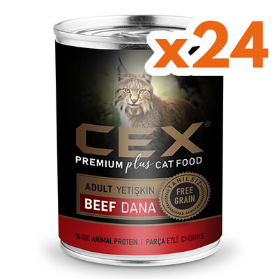 Cex Parça Etli Tahılsız Dana Etli Kedi Konservesi 415 Gr x 24 Adet