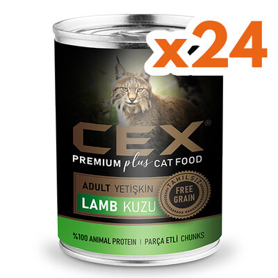 Cex Parça Etli Tahılsız Kuzulu Kedi Konservesi 415 Gr x 24 Adet