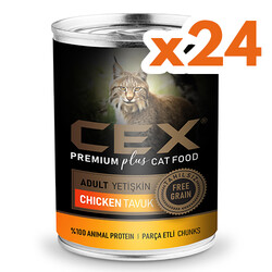 Cex - Cex Parça Etli Tahılsız Tavuklu Kedi Konservesi 415 Gr x 24 Adet