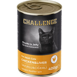 Challenge - Challenge Tavuk ve Ciğerli Jöle Et Parçalı Kedi Konservesi 400 Gr