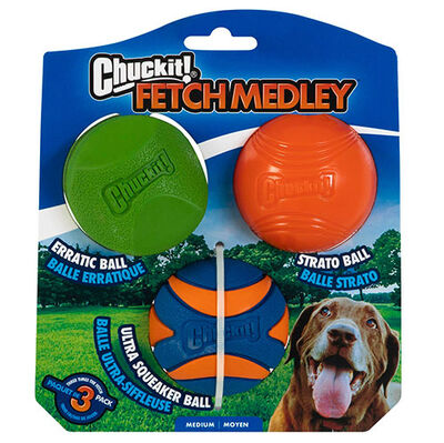 Chuckit Fetch Medley (Gen 2) 3 lü Köpek Oyun Topu (Orta Boy)