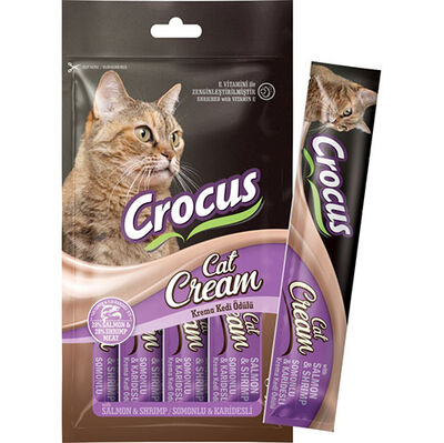 Crocus Somon ve Karides Krema Ek Besin Takviyesi Kedi Ödülü 4x15 Gr