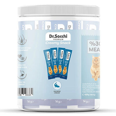Dr. Sacchi Creamy Snack Salmon Sıvı Kedi Ödülü 14 Gr - 30'Lu Paket