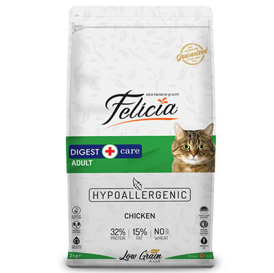 Felicia Düşük Tahıllı Yetişkin Tavuk Etli Kedi Maması 2 Kg + 2 Adet Wanpy Çorba 50 Gr