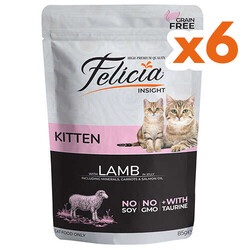 Felicia - Felicia Pouch Kitten Kuzu Etli Yavru Tahılsız Kedi Yaş Maması 85 Gr x 6 Adet