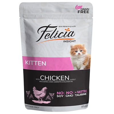 Felicia Pouch Kitten Tavuk Etli Yavru Tahılsız Kedi Yaş Maması 85 Gr