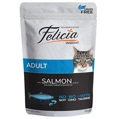 Felicia Pouch Somon Etli Tahılsız Kedi Yaş Maması 85 Gr