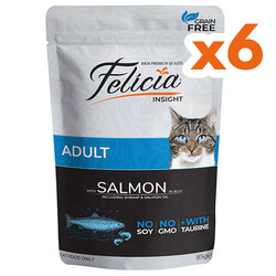 Felicia - Felicia Pouch Somon Etli Tahılsız Kedi Yaş Maması 85 Gr x 6 Adet