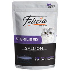 Felicia - Felicia Pouch Sterilised Somon Etli Tahılsız Kısırlaştırılmış Kedi Yaş Maması 85 Gr