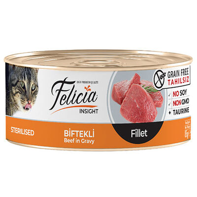 Felicia Sterilised Biftek Etli Fileto Tahılsız Kısırlaştırılmış Kedi Konservesi 85 Gr