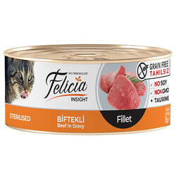 Felicia - Felicia Sterilised Biftek Etli Fileto Tahılsız Kısırlaştırılmış Kedi Konservesi 85 Gr