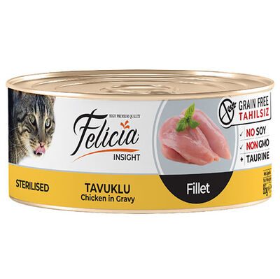 Felicia Sterilised Tavuk Etli Fileto Tahılsız Kısırlaştırılmış Kedi Konservesi 85 Gr