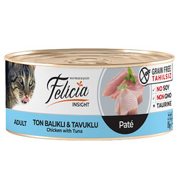 Felicia - Felicia Ton Balıklı ve Tavuk Etli Kıyılmış Tahılsız Kedi Konservesi 85 Gr
