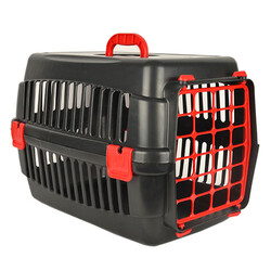 Flip - Flip Lüx Kedi ve Küçük Irk Köpek Plastik Taşıma Kafesi - Kırmızı