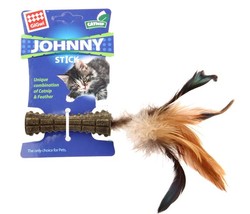 Gigwi - Gigwi 7069 Johnny Stick Catnip Tek Tarafı Doğal Tüylü Catnip Çubuğu 8 Cm