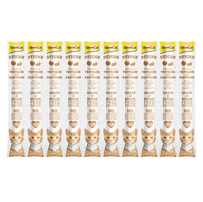 Gimcat Hindi ve Tavşan Etli Tahılsız Kedi Ödül Çubukları 10 Parça (20 Gr)