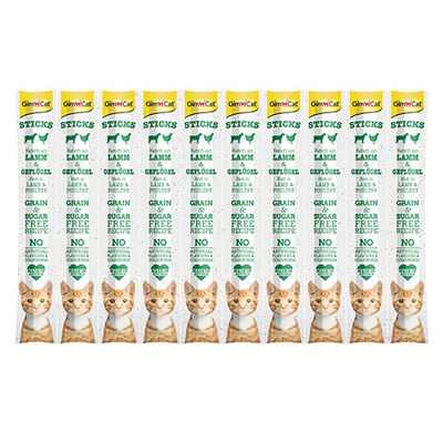 Gimcat Kuzu ve Tavuklu Tahılsız Kedi Ödül Çubukları 10 Parça (20 Gr)