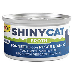 GimCat - GimCat ShinyCat Broth Beyaz Balıklı Ton Balığı Kedi Konservesi 70 Gr