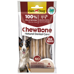 GimDog - Gimdog Chew Bone Naturel Press Çiğneme Kemiği Köpek Ödülü (4 Lü Paket) 80 Gr - 9 Cm