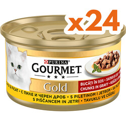 Gourmet - Gourmet Gold Parça Etli Soslu Tavuk Ciğerli Kedi Konservesi 85 Gr - (24 Adet)