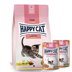 Happy Cat - Happy Cat Kitten Kümes Hayvanı Yavru Kedi Maması 4 Kg + 2 Adet Happy Cat Yaş Mama 85 Gr