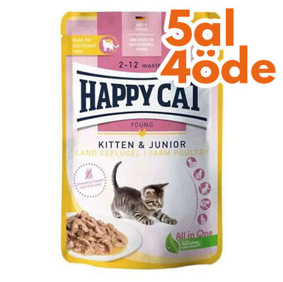 Happy Cat Meat in Sauce Kitten Junior Kümes Hayvanlı Kedi Yaş Maması 85 Gr - 5 Al 4 Öde