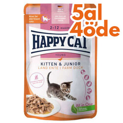 Happy Cat - Happy Cat Meat in Sauce Kitten Junior Ördekli Kedi Yaş Maması 85 Gr - 5 Al 4 Öde