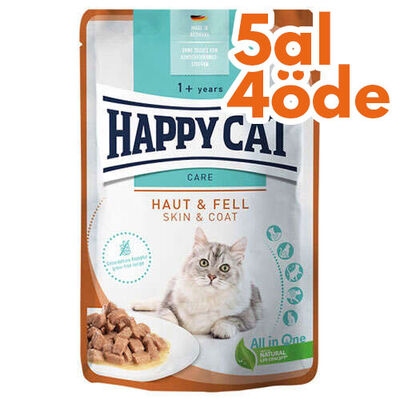 Happy Cat Meat in Sauce Skin Coat Deri ve Tüy Sağlığı Kedi Yaş Maması 85 Gr - 5 Al 4 Öde