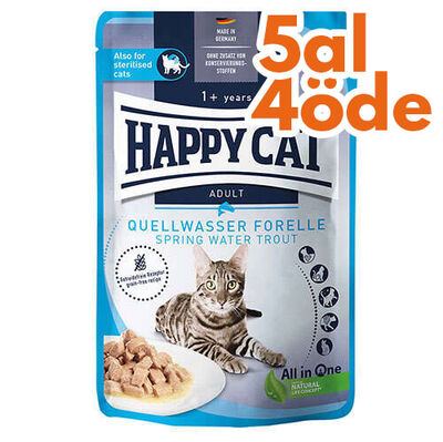 Happy Cat Meat in Sauce Sterilised Alabalıklı Kısırlaştırılmış Kedi Yaş Maması 85 Gr - 5 Al 4 Öde