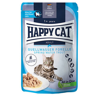 Happy Cat Meat in Sauce Sterilised Alabalıklı Kısırlaştırılmış Kedi Yaş Maması 85 Gr