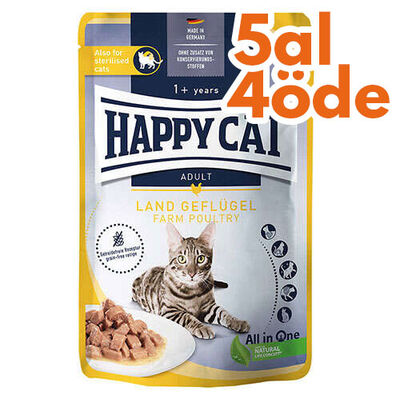 Happy Cat Meat in Sauce Sterilised Kümes Hayvanlı Kısırlaştırılmış Kedi Yaş Maması 85 Gr - 5 Al 4 Öde