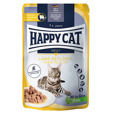 Happy Cat Meat in Sauce Sterilised Kümes Hayvanlı Kısırlaştırılmış Kedi Yaş Maması 85 Gr