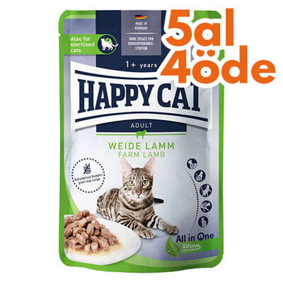 Happy Cat Meat in Sauce Sterilised Kuzu Etli Kısırlaştırılmış Kedi Yaş Maması 85 Gr - 5 Al 4 Öde