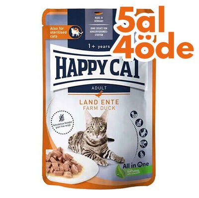 Happy Cat Meat in Sauce Sterilised Ördekli Kısırlaştırılmış Kedi Yaş Maması 85 Gr - 5 Al 4 Öde