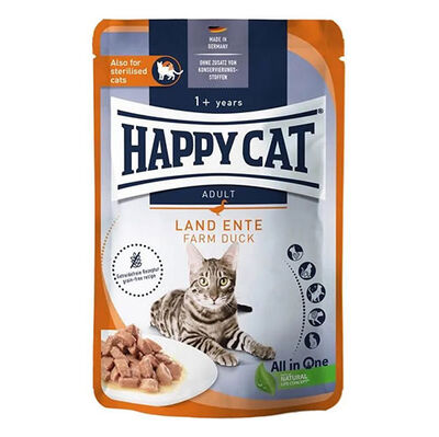 Happy Cat Meat in Sauce Sterilised Ördekli Kısırlaştırılmış Kedi Yaş Maması 85 Gr