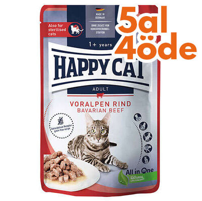 Happy Cat Meat in Sauce Sterilised Sığır Etli Kısırlaştırılmış Kedi Yaş Maması 85 Gr - 5 Al 4 Öde