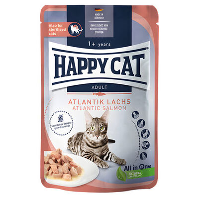 Happy Cat Meat in Sauce Sterilised Somonlu Kısırlaştırılmış Kedi Yaş Maması 85 Gr