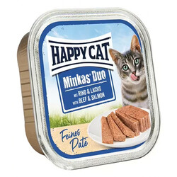 Happy Cat Minkas Duo Sığır Etli ve Somonlu Kedi Yaş Maması 100 Gr - Thumbnail