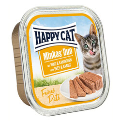 Happy Cat - Happy Cat Minkas Duo Sığır Etli ve Tavşanlı Kedi Yaş Maması 100 Gr