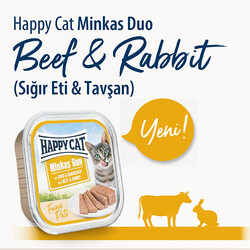 Happy Cat Minkas Duo Sığır Etli ve Tavşanlı Kedi Yaş Maması 100 Gr - Thumbnail