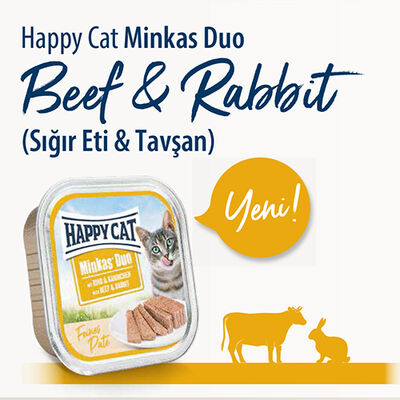 Happy Cat Minkas Duo Sığır Etli ve Tavşanlı Kedi Yaş Maması 100 Gr