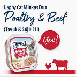 Happy Cat Minkas Duo Tavuklu ve Biftekli Kedi Yaş Maması 100 Gr - Thumbnail