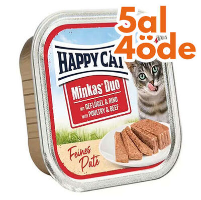 Happy Cat Minkas Duo Tavuklu ve Biftekli Kedi Yaş Maması 100 Gr - 5 Al 4 Öde