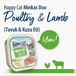 Happy Cat Minkas Duo Tavuklu ve Kuzu Etli Kedi Yaş Maması 100 Gr - Thumbnail