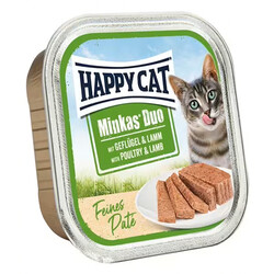 Happy Cat Minkas Duo Tavuklu ve Kuzu Etli Kedi Yaş Maması 100 Gr - Thumbnail