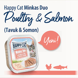 Happy Cat Minkas Duo Tavuklu ve Somonlu Kedi Yaş Maması 100 Gr - Thumbnail