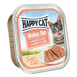 Happy Cat - Happy Cat Minkas Duo Tavuklu ve Somonlu Kedi Yaş Maması 100 Gr