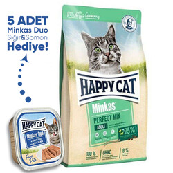 Happy Cat - Happy Cat Minkas Perfect Mix Kedi Maması 10 Kg + 5 Adet Happy Cat 100 Gr